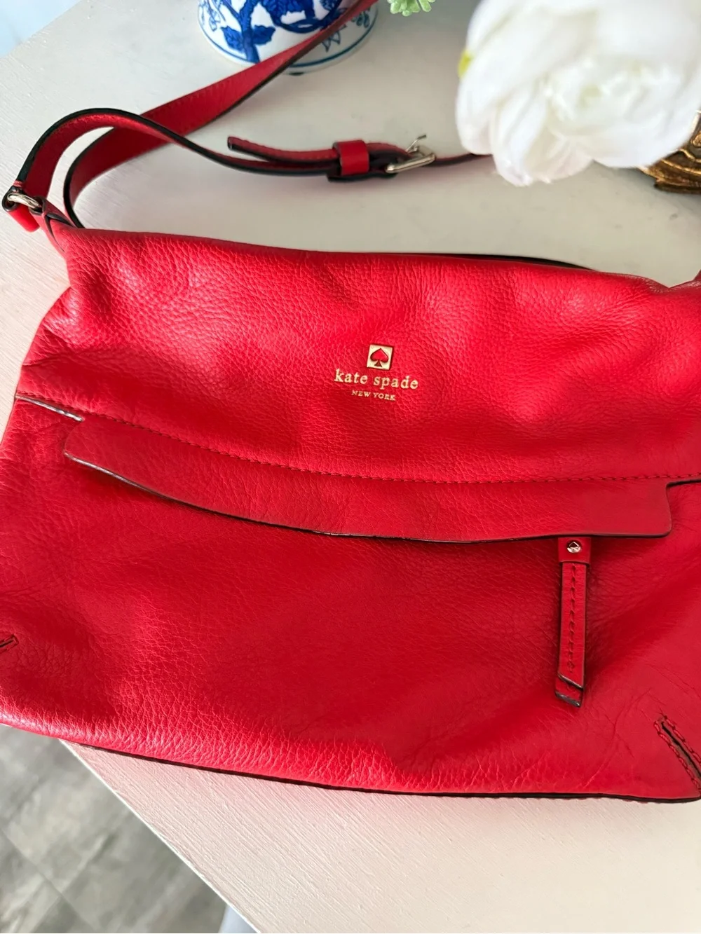 kate spade Pebbled Leather Crossbody Bag in Red